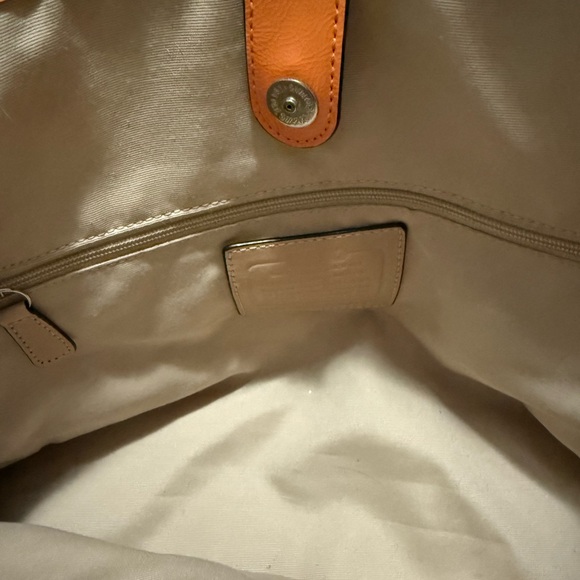 Coach Signature Stripe Pink & Orange Monogram Carryall Canvas & Leather - Picture 5 of 5